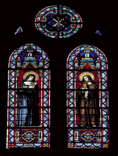 Verrière à personnages de la baie 107 : sainte Claire, sainte Marguerite-Marie