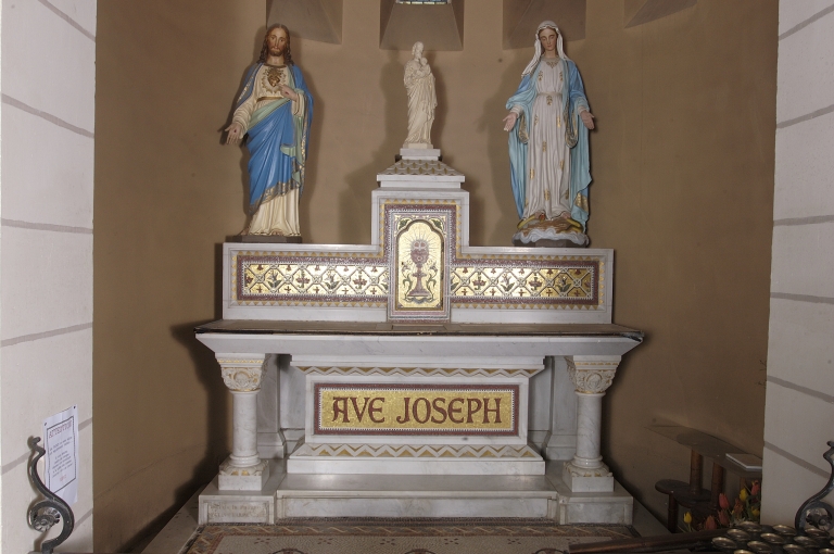 Ensemble de l'autel de saint Joseph : autel, tabernacle, retable, degré d'autel