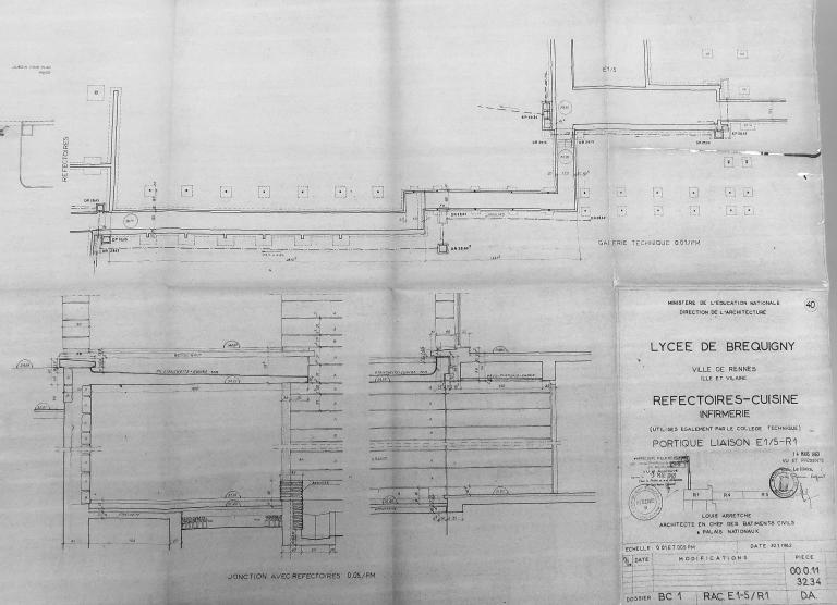 Réfectoire et infirmerie du lycée Bréquigny, 7 avenue Georges Graff (Rennes)