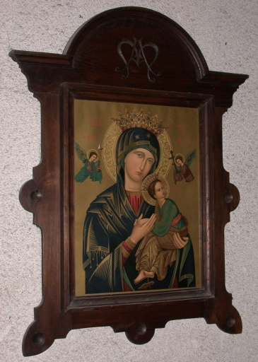 Estampe (?) encadrée : Vierge à l'Enfant, dite Notre-Dame du Parpétuel Secours