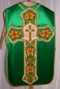 Ornement vert 2 : chasuble, bourse de corporal, étole, manipule, voile de calice
