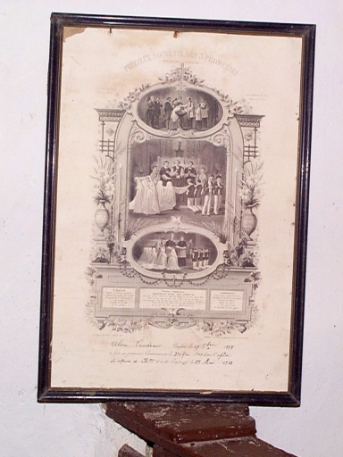 Estampe ; cadre 2 : Image de commémoration, Saint-Melaine (Maure-de-Bretagne fusionnée en Val d'Anast en 2017)