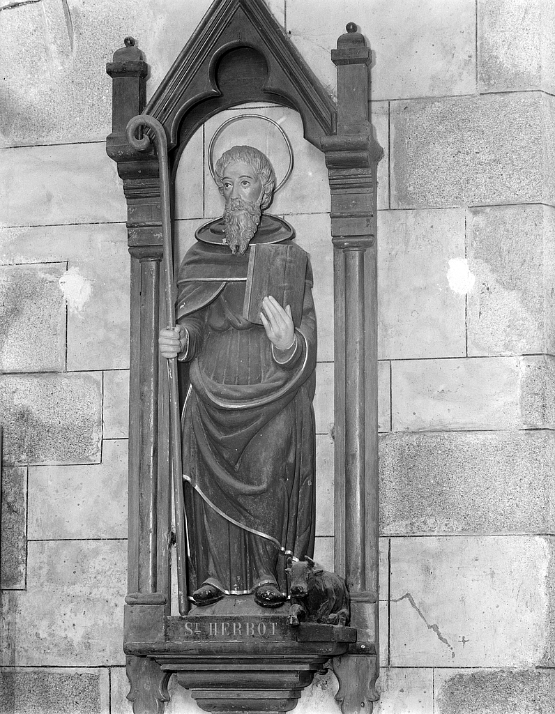 Statue : saint Herbot, église Saint-Mélar (Meilars)