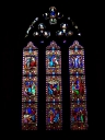 Verrière de la baie 14 (verrière décorative) : Jugement dernier, Le Pardon, La Rédemption