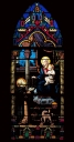 Verrière à personnages de la baie 4 : Don du Rosaire à saint Dominique