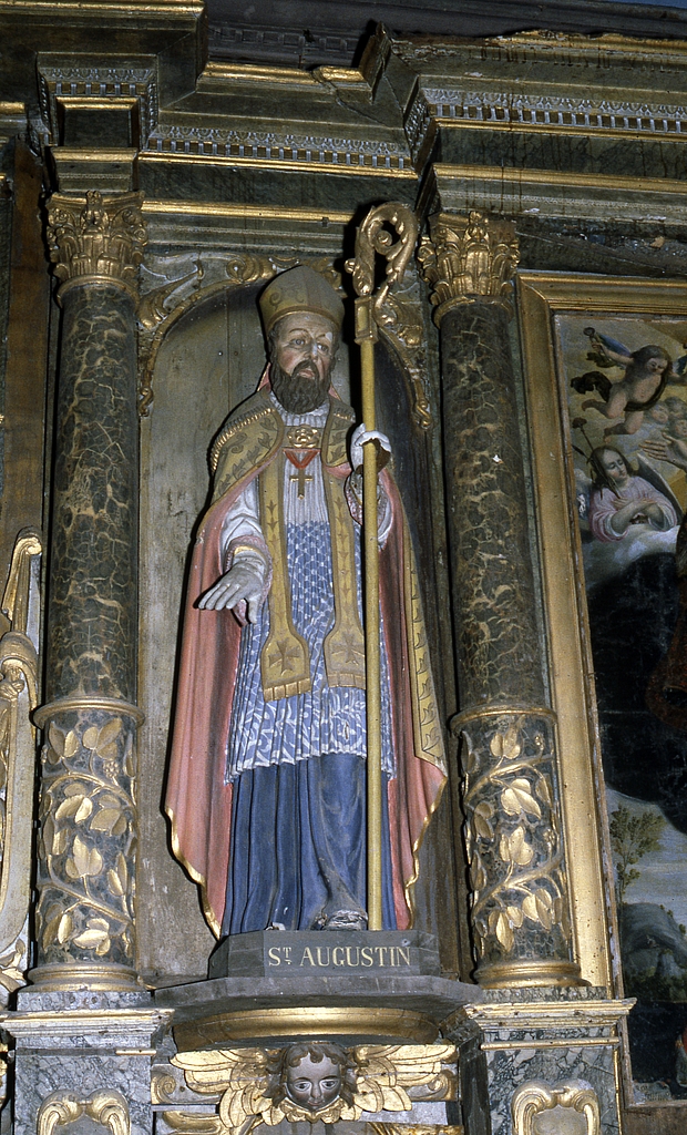 Statue (d'applique) : saint Augustin, église paroissiale Saint-Vinoc (Plouhinec-29)