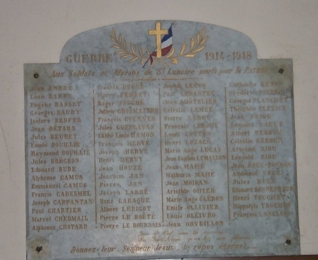 Tableau commémoratif des morts de la guerre 1914-1918