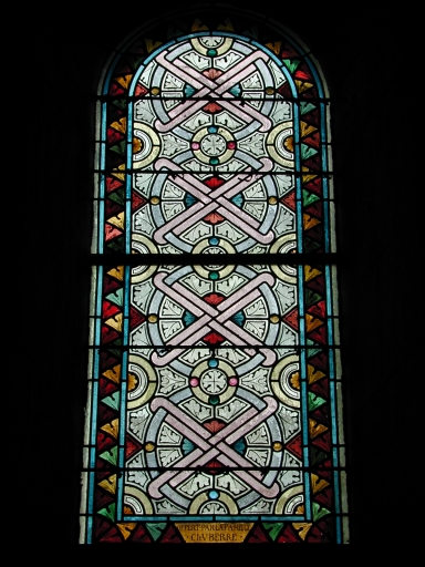 Ensemble des verrières de la nef (baies 5, 7 à 15, 109 à 123) : 24 verrières décoratives