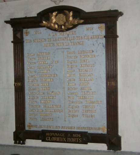 Tableau commémoratif des morts de la guerre de 1914-1918