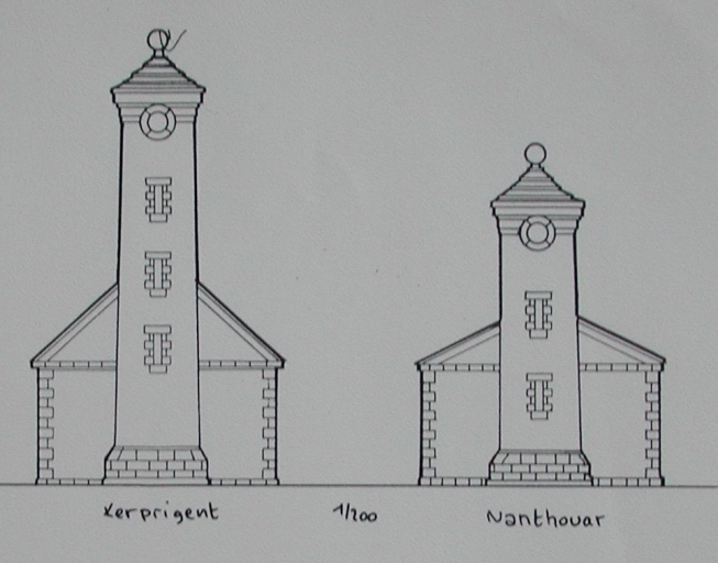 Phare dit feu antérieur du Colombier, avenue des Hortensias (Perros-Guirec)