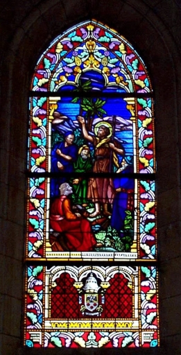 Verrière à personnages de la baie 9 : saint Jean-Baptiste prêche au bord du Jourdain