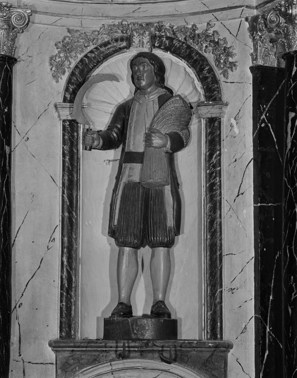 Statue (petite nature, d'applique) : saint Isidore, église paroissiale Saint-Symphorien (Surzur)