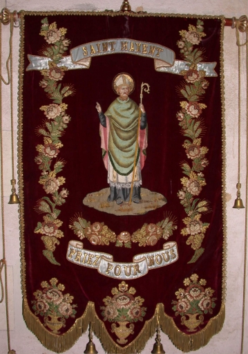 Bannière de procession paroissiale : saint Maxent, Vierge à l'Enfant