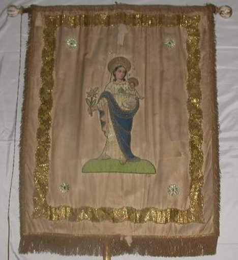 Bannière de procession : Christ en croix, Vierge à l'Enfant