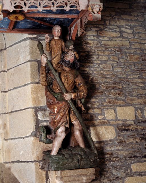 Statue : Saint Christophe, chapelle Saint-Gobrien (Saint-Servant-sur-Oust)
