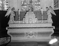 Autel, tabernacle, gradins d'autel (2), statue (2) (maître-autel, autel tombeau), église Saint-Mélar (Meilars)