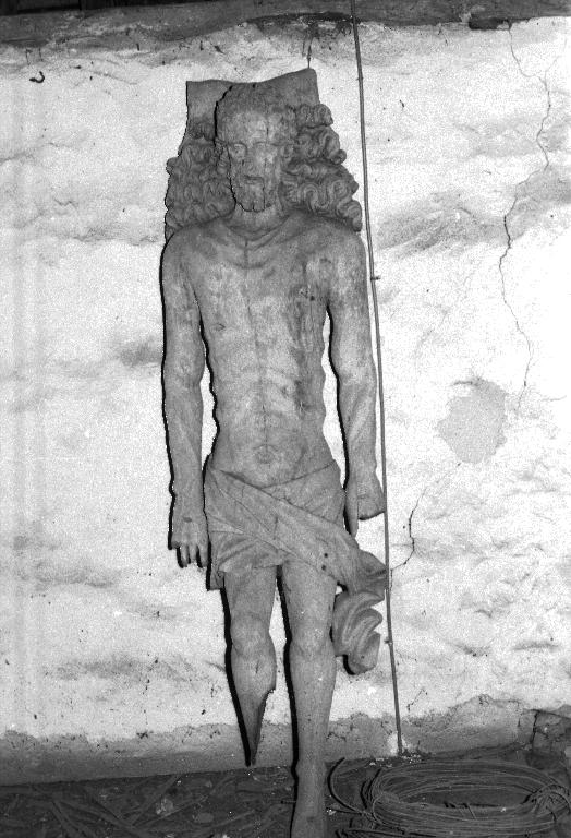 Statue (gisant, grandeur nature) : Christ mort, église paroissiale Saint-Malo (Locmalo)