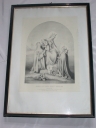 Estampe : Don du rosaire à saint Dominique et sainte Catherine