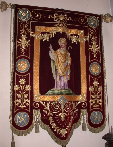 Bannière de procession paroissiale : Saint Martin, Saint Michel terrassant le dragon