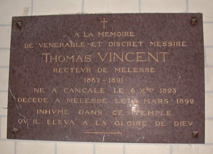 Plaque commémorative de l'abbé Thomas Vincent