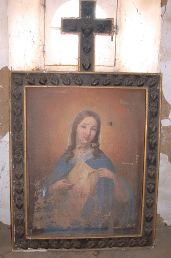 Paire de tableaux encadrés : Sacré-Coeur de la Vierge et Sacré-Coeur de Jésus