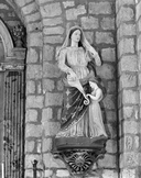 Groupe sculpté (2, d'applique, en pendant, grandeur nature) : Education de la Vierge, saint Joseph et l'Enfant, prieuré Saint-Martin, église paroissiale de bénédictins (Tremblay fusionnée en Val-Couesnon en 2019)