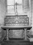 Autel, gradin d'autel, thabor (autel secondaire, autel table), de Notre-Dame de Pitié, (anciennement retable numéro 5), église paroissiale Notre-Dame-de-Roscudon (Pont-Croix)