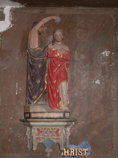 Groupe sculpté sur culot : Baptême du Christ