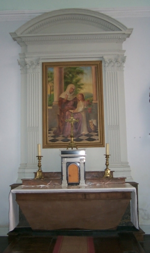 Ensemble de l'autel de sainte Anne : autel, tabernacle, retable, 2 gradins d'autel, degré d'autel