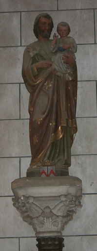 Statue sur socle : saint Joseph et l'Enfant