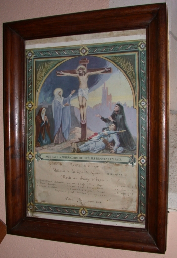 Tableau commémoratif des morts de la guerre 1914-1918