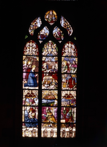 Verrière : Adoration des Bergers et des Mages, chapelle du Notre-Dame-du-Crann (Spézet)