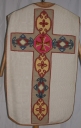 Ornement blanc 4 : chasuble, bourse de corporal, étole, voile de calice