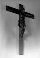 Statue (d'applique, petite nature) : Christ en croix, chapelle Saint-Fiacre, église paroissiale, la Fleuriais (Ercé-en-Lamée)