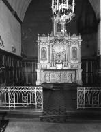 Autel, retable, tabernacle, bas-relief, statue (3, maître-autel, autel tombeau, retable architecturé, d'applique, petite nature) : saint Jean, saint Hyacinthe, Nativité, Sacré-coeur, église paroissiale Saint-Martin (Forges-la-Forêt)