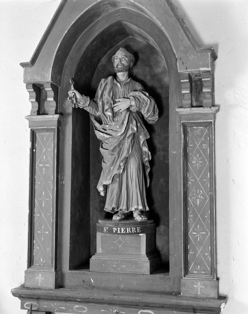 Statue (petite nature) : saint Pierre (n° 1), chapelle Notre-Dame-de-Bonne-Nouvelle (Cléguer)