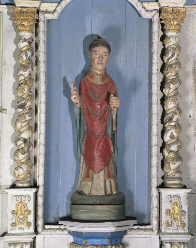 Statue de saint Guénolé (?), église paroissiale Saint-Pérec (Lopérec)