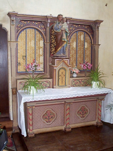 Ensemble de l'autel secondaire sud (autel, tabernacle, gradin, retable)
