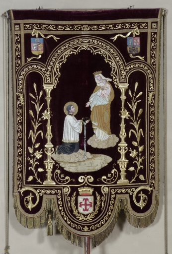 Bannière de procession paroissiale : Bienheureux Louis-Marie Grignion de Montfort, Saint Jean-Baptiste