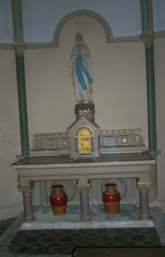 Ensemble de l'autel de la Vierge : autel, tabernacle, gradin d'autel, degré d'autel