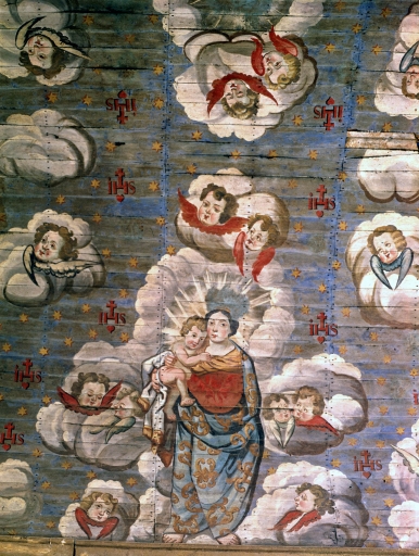 Lambris de couvrement : La vie de la Vierge, église paroissiale Notre-Dame de l'Assomption (Cléden-Poher)