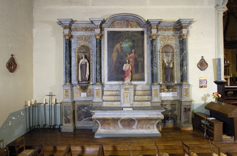 Ensemble de l'autel de saint Joseph : autel, retable, 3 gradins d'autel, 2 degrés d'autel