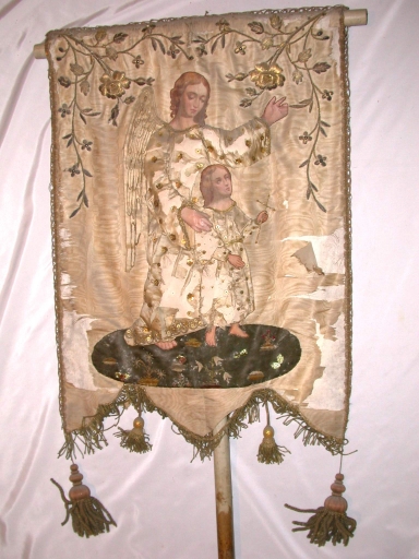 Bannière de procession : Ange gardien, Vierge à l'Enfant