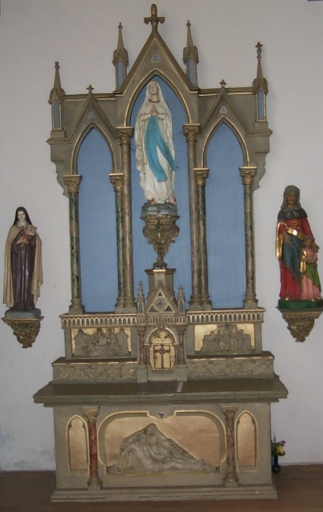 Ensemble de l'autel de la Vierge : autel, tabernacle, retable, gradin