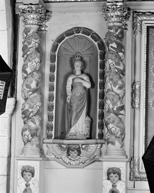Statue : Sainte Barbe, église Saint-Pierre (Lanouée fusionnée en Forges de Lanouée en 2019)