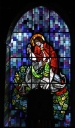 Verrière à personnage de la maîtresse-vitre : Saint Armel capture la guivre