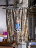 Bannière (anciennement numéro 1) : Immaculée Conception, Vierge à l'Enfant, dite de Notre-Dame de Lourdes, église paroissiale Saint-Goulven (Goulien)