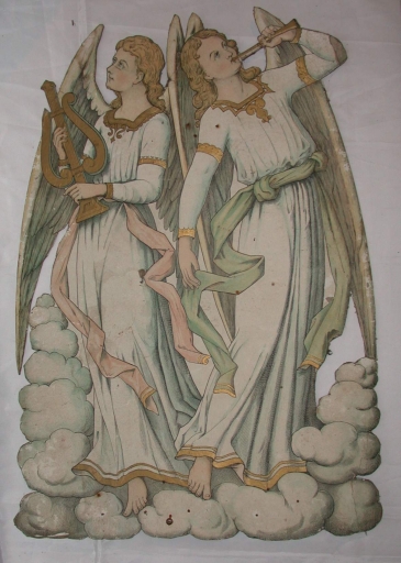Dessin (décor de crèche) : Anges musiciens