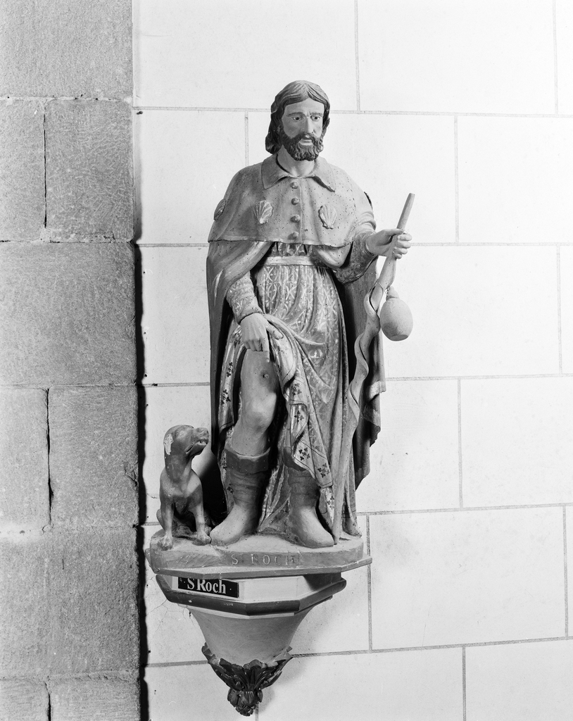 Statue (petite nature) : saint Roch, église paroissiale Saint-Pierre, Saint-Paul (Guidel)