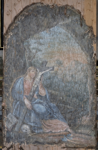 Tableau d'autel : Marie-Madeleine dans la grotte de la Sainte-Baume, la Madeleine (Pluméliau fusionnée en Pluméliau-Bieuzy en 2019)
